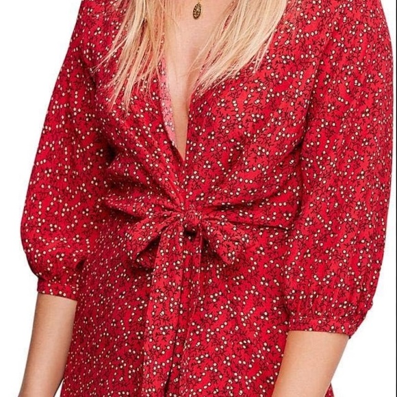 Free People Red Floral Mini Dress - Picture 3 of 3